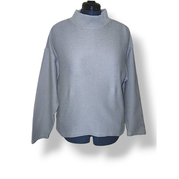 Madewell Funnelneck Drop Shoulder Top Blue Oversized Lagan Look Size M - Picture 1 of 7